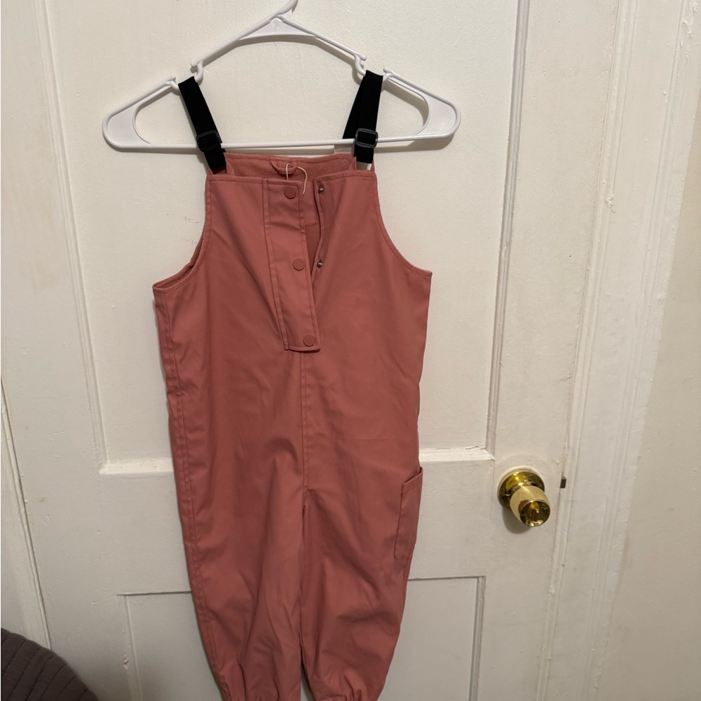 Stylish Pink rubberized Zara Overalls with Black Straps